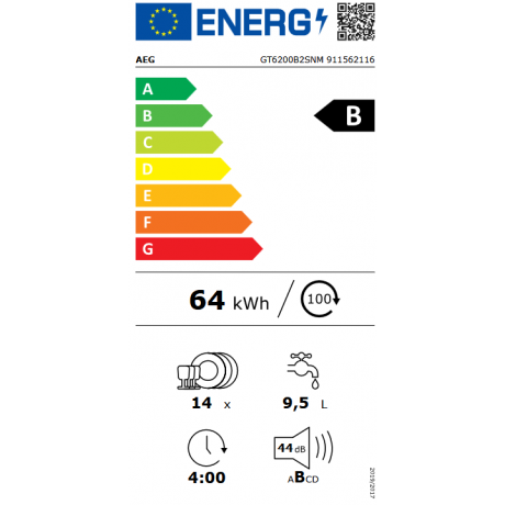 AEG GI6200B2SN Εντοιχιζόμενο Πλυντήριο Πιάτων 14 σερβίτσια 60cm AEG GI6200B2SN Εντοιχιζόμενο Πλυντήριο Πιάτων 14 σερβίτσια 60cm